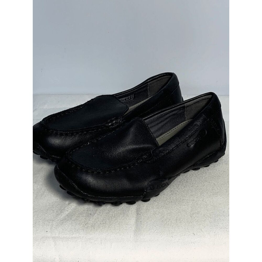 Geox Boys Respira Loafer Shoes Slip On Leather Anti Shock Black Size US 10 (age